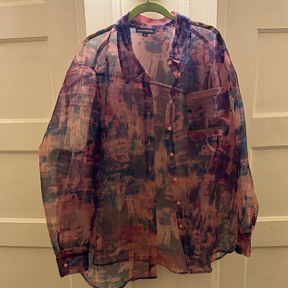 Parker Sheer Abstract Jacket - Pink and Blue - Picture 1 of 3